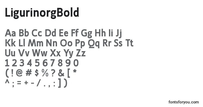 Шрифт LigurinorgBold – алфавит, цифры, специальные символы