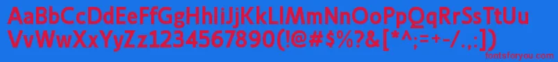 LigurinorgBold-Schriftart – Rote Schriften auf blauem Hintergrund
