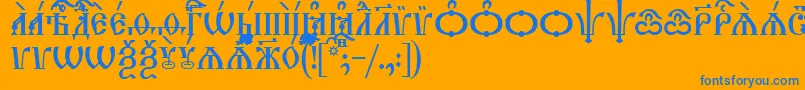 TriodionCapsUcs Font – Blue Fonts on Orange Background