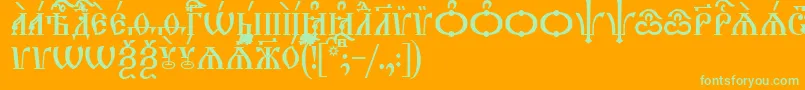 TriodionCapsUcs Font – Green Fonts on Orange Background