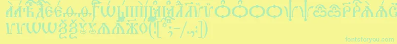 TriodionCapsUcs Font – Green Fonts on Yellow Background
