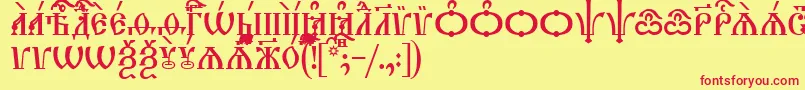 Czcionka TriodionCapsUcs – czerwone czcionki na żółtym tle