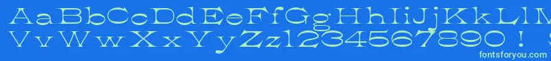 K22AthenianWide Font – Green Fonts on Blue Background