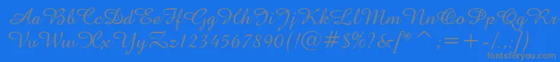 Amazonen-Schriftart – Graue Schriften auf blauem Hintergrund