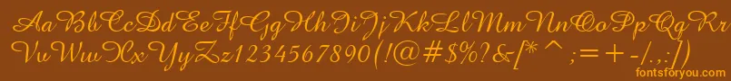 Amazonen-Schriftart – Orangefarbene Schriften auf braunem Hintergrund