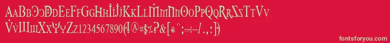 FireOfYsgardCondensed-Schriftart – Grüne Schriften auf rotem Hintergrund