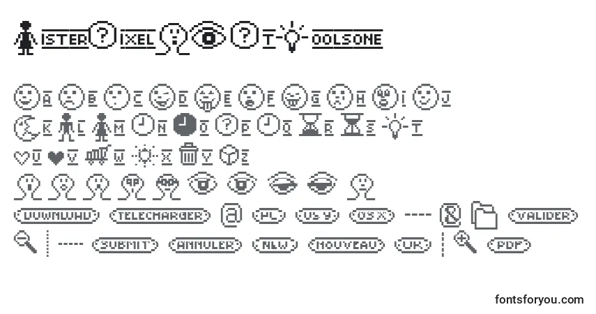 A fonte MisterPixel16PtToolsone – alfabeto, números, caracteres especiais