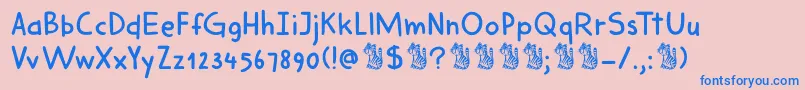フォントDkHarimauDua – ピンクの背景に青い文字
