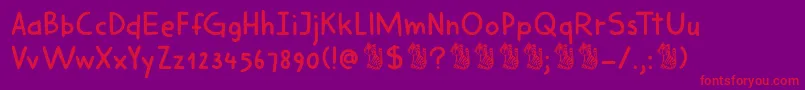 DkHarimauDua-Schriftart – Rote Schriften auf violettem Hintergrund