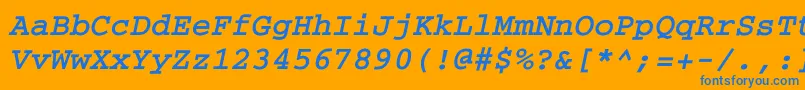 Więcej informacji o czcionce CouriercBolditalic Czcionka CouriercBolditalic – niebieskie czcionki na pomarańczowym tle