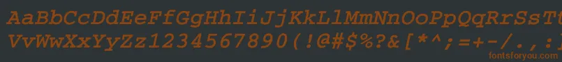 CouriercBolditalicフォントについての詳細 フォントCouriercBolditalic – 黒い背景に茶色のフォント