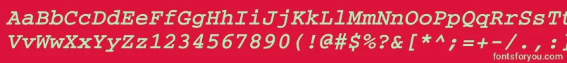 フォントCouriercBolditalic – 赤い背景に緑の文字