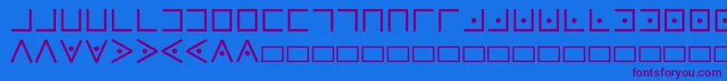 Pigpencipher-Schriftart – Violette Schriften auf blauem Hintergrund