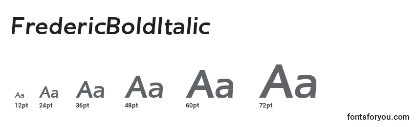 Размеры шрифта FredericBoldItalic