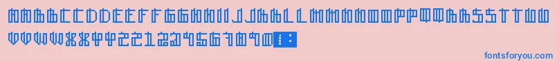 Lain-Schriftart – Blaue Schriften auf rosa Hintergrund