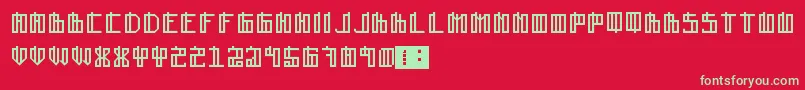 Lain-fontti – vihreät fontit punaisella taustalla