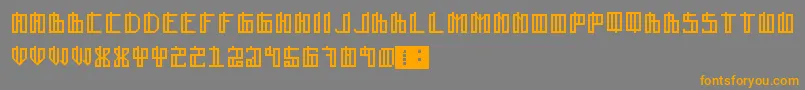 フォントLain – オレンジの文字は灰色の背景にあります。