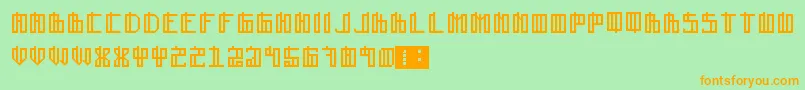 Lain-Schriftart – Orangefarbene Schriften auf grünem Hintergrund