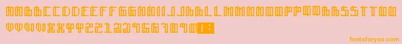 Lain-Schriftart – Orangefarbene Schriften auf rosa Hintergrund