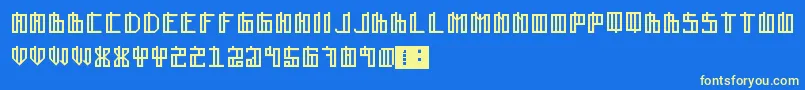 Lain-fontti – keltaiset fontit sinisellä taustalla