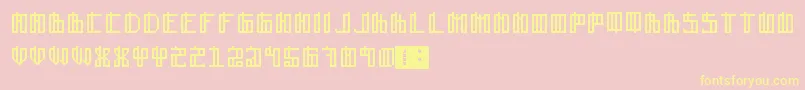 Lain-fontti – keltaiset fontit vaaleanpunaisella taustalla