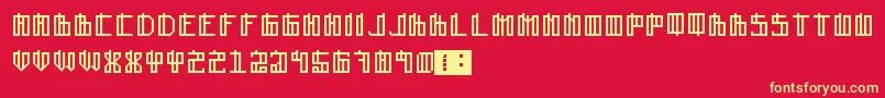 Lain-Schriftart – Gelbe Schriften auf rotem Hintergrund