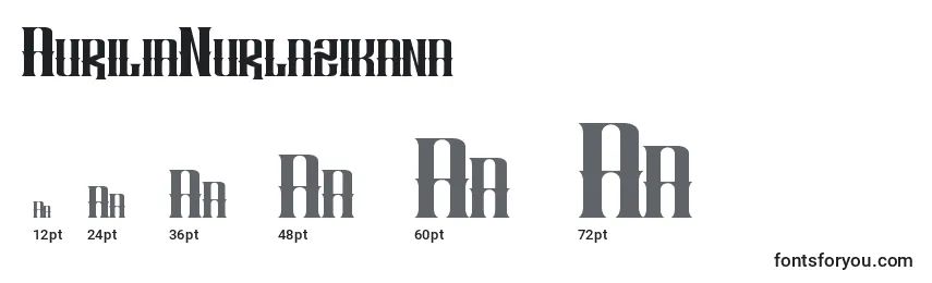 sizes of aurilianurlazikana font, aurilianurlazikana sizes