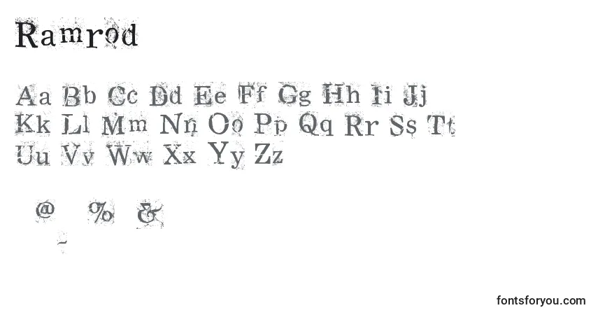 characters of ramrod font, letter of ramrod font, alphabet of  ramrod font