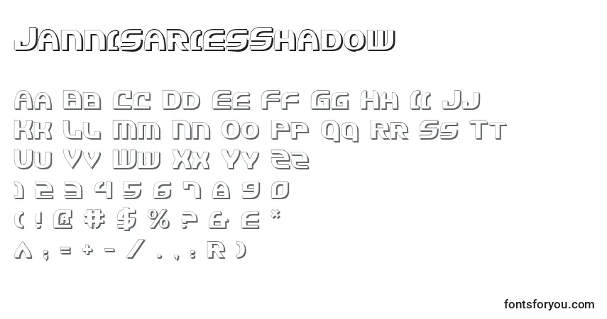 characters of jannisariesshadow font, letter of jannisariesshadow font, alphabet of  jannisariesshadow font