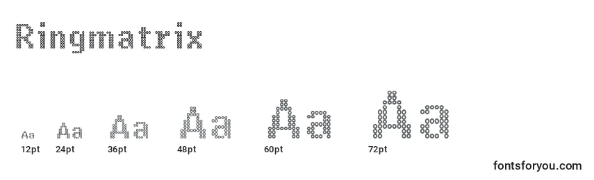 sizes of ringmatrix font, ringmatrix sizes