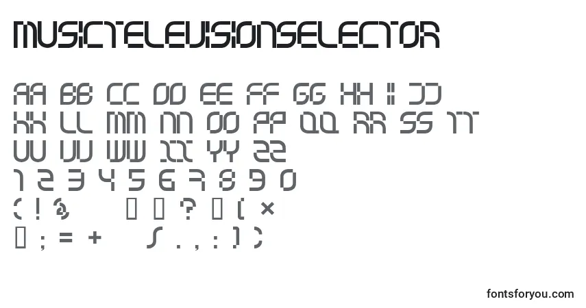 characters of musictelevisionselector font, letter of musictelevisionselector font, alphabet of  musictelevisionselector font