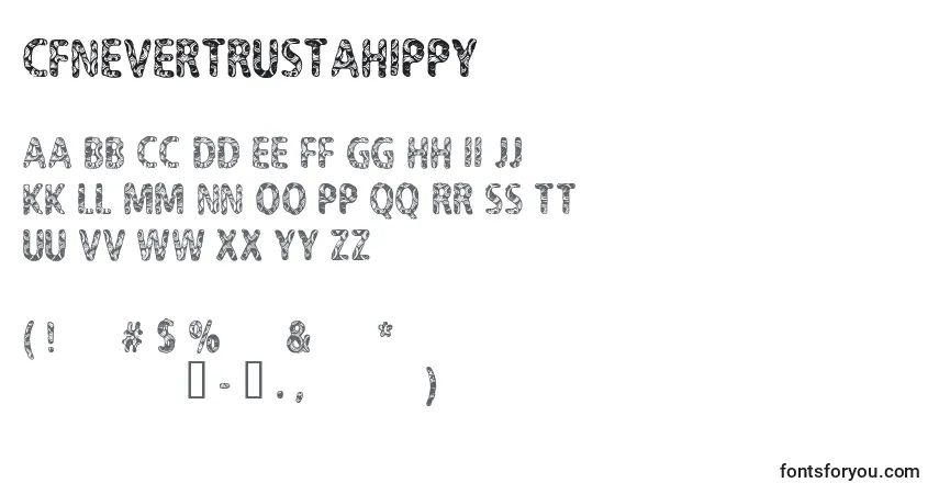 characters of cfnevertrustahippy font, letter of cfnevertrustahippy font, alphabet of  cfnevertrustahippy font