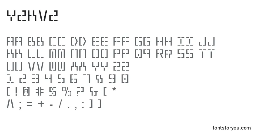 characters of y2kv2 font, letter of y2kv2 font, alphabet of  y2kv2 font
