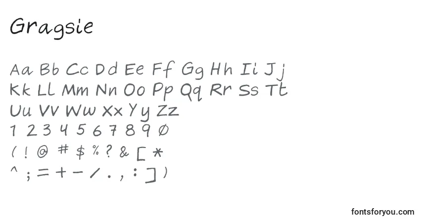 characters of gragsie font, letter of gragsie font, alphabet of  gragsie font