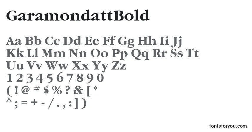characters of garamondattbold font, letter of garamondattbold font, alphabet of  garamondattbold font