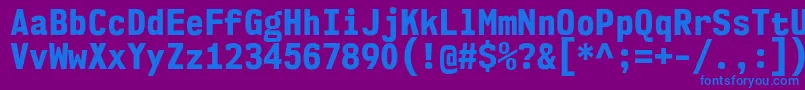 Nk57MonospaceScEb-fontti – siniset fontit violetilla taustalla