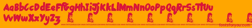 RoughRider Font – Red Fonts on Orange Background