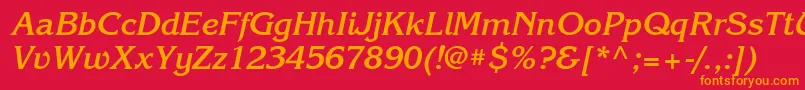フォントKorinnatttBolditalic – 赤い背景にオレンジの文字