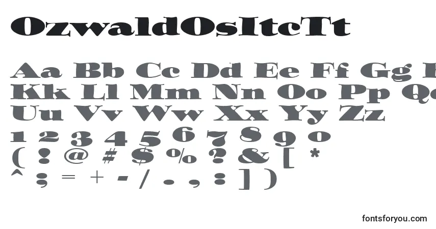 A fonte OzwaldOsItcTt – alfabeto, números, caracteres especiais