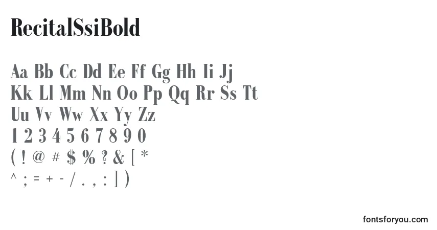 A fonte RecitalSsiBold – alfabeto, números, caracteres especiais