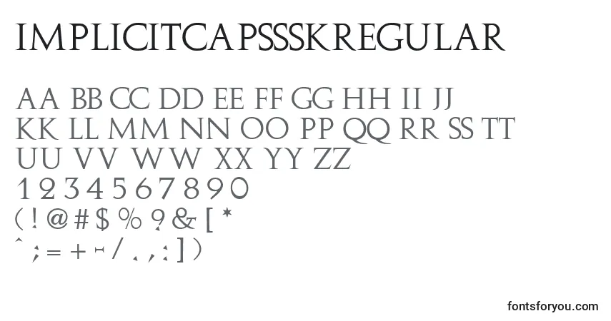 A fonte ImplicitcapssskRegular – alfabeto, números, caracteres especiais