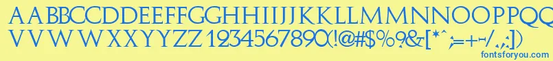 ImplicitcapssskRegular Font – Blue Fonts on Yellow Background