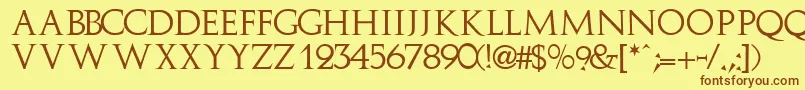 ImplicitcapssskRegular Font – Brown Fonts on Yellow Background