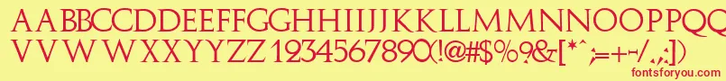 ImplicitcapssskRegular Font – Red Fonts on Yellow Background