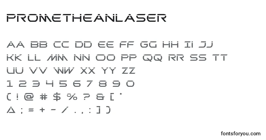Czcionka Prometheanlaser – alfabet, cyfry, specjalne znaki