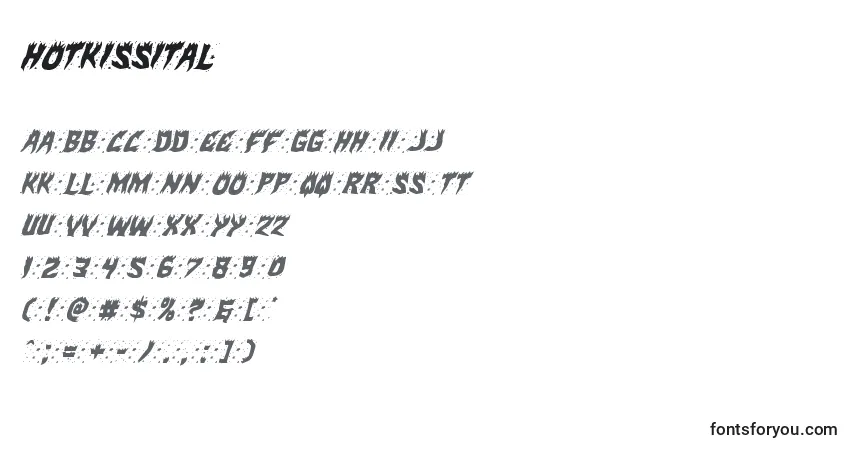 Schriftart Hotkissital – Alphabet, Zahlen, spezielle Symbole