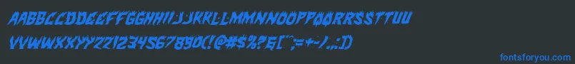 フォントHotkissital – 黒い背景に青い文字