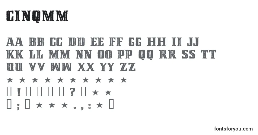 A fonte Cinqmm – alfabeto, números, caracteres especiais