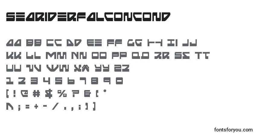 Czcionka Seariderfalconcond – alfabet, cyfry, specjalne znaki