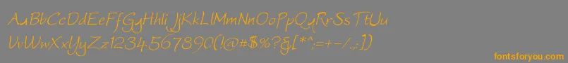 フォントWorstveldslingoblique – オレンジの文字は灰色の背景にあります。